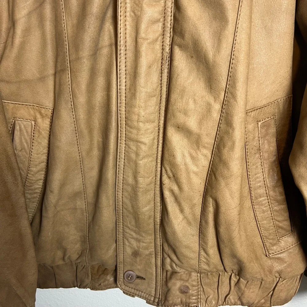 Vintage Brown Leather Bomber Jacket - London Fog Mens size‎ XL